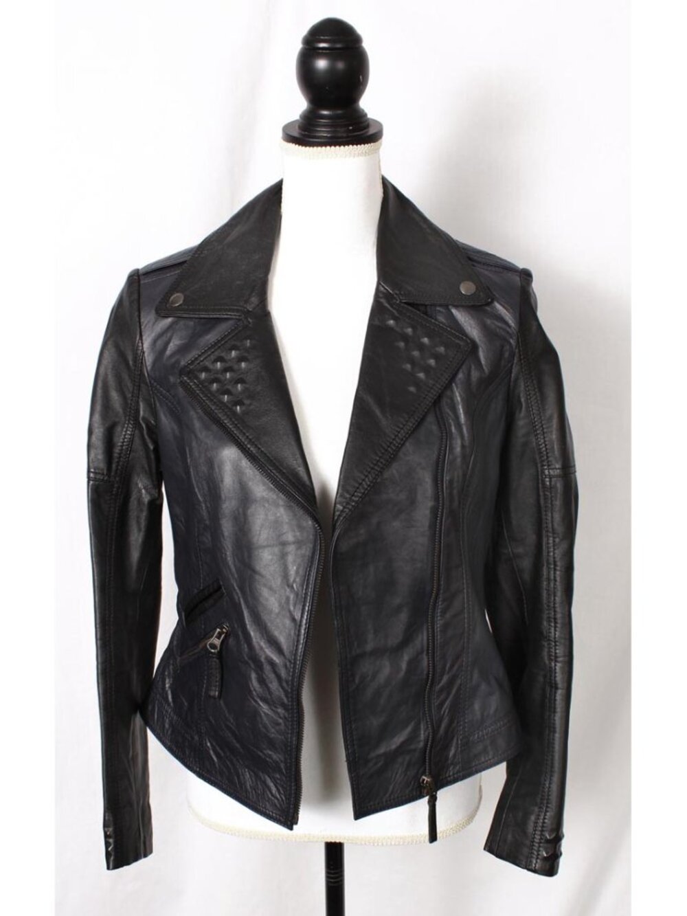 Womens Leather Motocycle Jacket By Definitions - Size 8